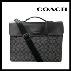 【COACH】グラハム フラップ ブリーフ シグネチャー C9827 ブラック/黒 ビジネスバッグ 2Way バッグ ショルダーバッグ ハンドバッグ コーチ (SER-4474)
