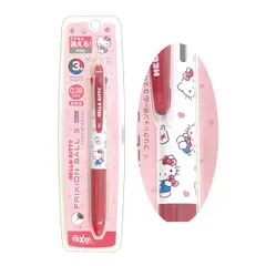【新品】フリクション frixion サンリオ ハローキティ レッド 赤 こすると消える ３色ゲルインキボールペン 人気 かわいい おしゃれ プレゼント ギフト キャラクター 文房具 ブランド 女性 書きやすい 赤青黒 クリップ H145×φ12.8mm