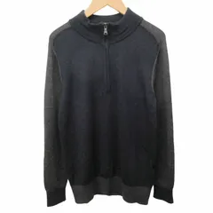 23区 オンワード樫山 HOMME セーター ニット ハーフジップ ウール 紺 灰 ネイビー グレー 46 約M相当 0726■GY06のサムネイル