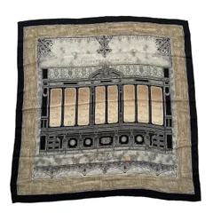 LOUIS VUITTON ルイヴィトン スカーフ 紺 マルチカラー 大判 ストール 街景色柄 総柄 ロゴ シルク レディース