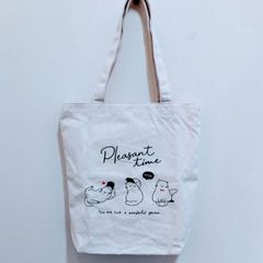 【猫トートバッグ】帆布A4たて（3匹帽子猫）
