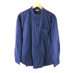 ジーユー GU シャツ 長袖 タグ付き ストライプ 綿100％ 胸ポケット ネイビー Lサイズ 2025082600113 