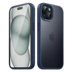 【特価セール】JEDirect マットケース iPhone 15 6.1インチ用 耐衝撃性ミリタリーグレードの落下防止 つや消しの半透明の背面電話カバー 指紋防止 (ストームブルー)