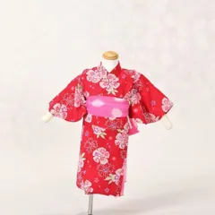 女の子浴衣セット　女の子浴衣　兵児帯　新品　赤地　110㎝