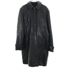 バナナリパブリック ステンカラー レザーコート L ブラック Banana Republic レディース