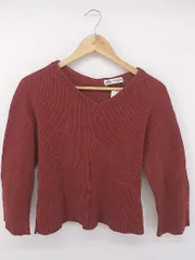 ◇ B:MING LIFE STORE by BEAMS Vネック コットン リブニット 長袖 カットソー レッド ブラウン系 レディース E  【1302010025073】