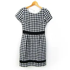 プロポーションボディ ドレッシング ワンピース トップス 半袖 チェック柄 レディース 2サイズ 黒×白 PROPORTION BODY DRESSING 【中古】
