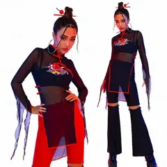 大人 ダンス 衣装 セットアップ レディース ヒップホップ 社交ダンス衣装 ds演出服 古典ダンス ステージ衣装 JAZZ ダンスウェア チャイナ風