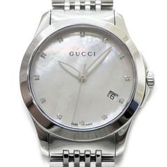 グッチ GUCCI 腕時計 Gタイムレス 126.5 12ポイント ダイヤインデックス ホワイトシェル文字盤 デイト SS クオーツアナログ 【中古】