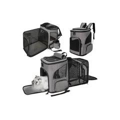 TORIBIO ペット リュック 猫 犬 キャリーバッグ 拡張可能 折り畳み メッシュ窓 通気 通院 防災 避難用 0