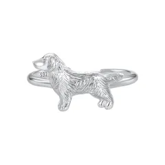 【特価商品】指輪 犬モチーフ アニマルジュエリー プラチナメッキ シルバー925 ゴールデンレトリバーデザイン プレゼント用 レディース リング [Rockyu]