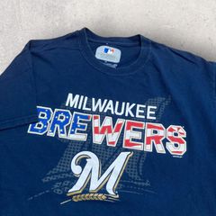 US古着 Genuine Merchandise 野球 baseball MLB メジャー Milwaukee Brewers ブルワーズ Tシャツ M ネイビー