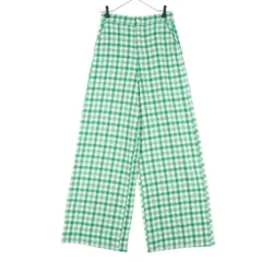 美品 ZARA ザラ チェック柄 ワイドパンツ XS グリーン レディース 古着
