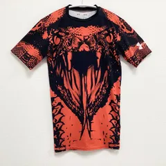 古着　UNDER ARMOUR　アンダーアーマー　COMPRESSION　コンプレッションウェア　heat gear　ヒートギア　半袖Tシャツ　クルーネック　混紡　ユニセックス　ブラック　オレンジ　Sサイズ
