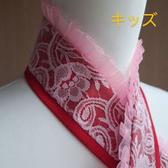 No.714　晴れの日　かわいさアップ　子供用　伊達襟　伊達衿　重ね衿　4WAY　七五三　ひなまつり　お正月　前撮り　赤　ピンク　ピンク　フリル