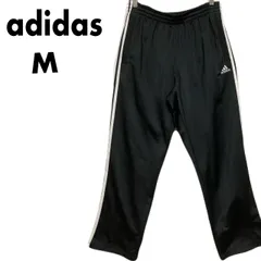 【古着】アディダス adidas ジャージ トラックパンツ メンズM 刺繍ロゴ サイドライン ブラック 黒  90s スポーツ系
