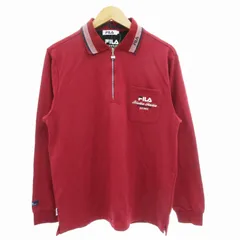 フィラ FILA タグ付き ポロシャツ カットソー 長袖 ハーフジップ ロゴ L 赤 レッド /GV