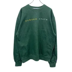 Champion プリントスウェット トレーナー L グリーン チャンピオン カレッジ オーバーサイズ 裏起毛 古着卸 アメリカ仕入 a709-5253