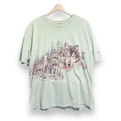 【あいみょん着用】 ウルフ　リバースプリント　アニマル　オオカミ　グリーン