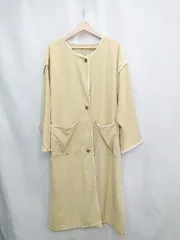 ◇ ⊂　◎ ●未使用● Aunt Marie's ノーカラーパイピング 長袖 トレンチコート サイズFree アイボリー系 レディース E  【1503050050265】