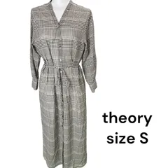 極美品 セオリー theory 薄手ウール混  チェック柄 ロング ワンピース S、7号 S5N084