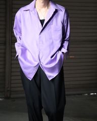 lavender color cotton satin oversized l/s shirt ラベンダーカラー コットン サテン オーバーサイズ 長袖シャツ 薄紫 XL 90s 00s