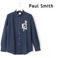 新品 PS Paul Smith ポールスミス ドローイングフローラル エンブロイダリー シャツ /  242309  ネイビー フラワー刺繍 カジュアル 長袖 ボタンダウン シャツ  M -324