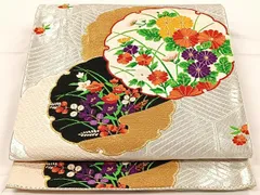 平和屋着物◎六通柄袋帯　唐織　雪輪花文　金銀糸　正絹　逸品　CAAX2844id