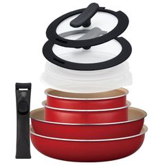 【IH・ガス火対応】エバークック9点セット　レッド