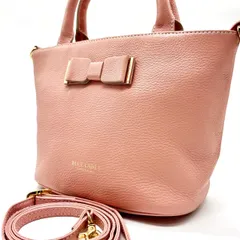 ✨良品✨ BLUE LABEL ブルーレーベル 2way ショルダーバッグ トートバッグ バケツ型 リボン ゴールド金具 ロゴ型押し チェック柄 肩掛け 斜め掛け シボレザー レディース ピンク 桃色