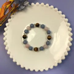 タイガーアイ&エンジェライト&ローズクォーツ パワーストーン ブレスレット メンズ レディース 男性 女性 幸運 開運  [13]  