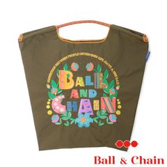 【正規品】ボールアンドチェーン (BC Garden ガーデン / カーキ) Mサイズ  トートバッグ エコバッグ 刺繍 フラワー 花