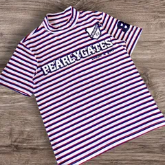 極美品 PEARLY GATES モックシャツ ボーダー柄 トリコロールカラー