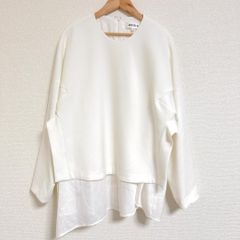美品】ENFOLD エンフォルド ビッグシルエットVネックブラウス ホワイト