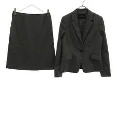 グリーンレーベルリラクシング ウールブレンド ストライプ スカートスーツ 上下 セットアップ 38 グレー green label relaxing ユナイテッドアローズ レディース