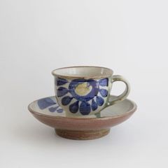 やちむん・花紋珈琲碗皿（B）