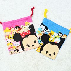 미사용품 Disney TSUM TSUM 디즈니 툼툼 건착 건착 가방 가방 액세서리 수제 핸드백 2개 세트 핑크 블루 보육원 유치원 초등학교 통원 통학 키즈 일용품