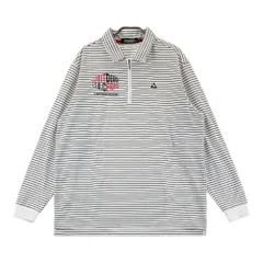 サイズ：LL LE COQ GOLF ルコックゴルフ  ハーフジップ 長袖ポロシャツ ボーダー柄 ホワイト系 [240101385768]# ゴルフウェア メンズ ストスト