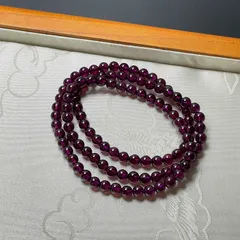 天然美品★【グレープガーネット】★パワーストーン 3重巻きブレス 天然石 幸運 お守り 5.4-5.7mm ZB8476