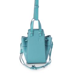 ロエベ ハンモック ミニ アナグラム レザー ドローストリング 2WAY ショルダー ハンドバッグ ブルー【中古】