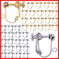 【即発送】基礎金具 DIY ネジバネ式 アクセサリーパーツ 耳穴なし イヤリング (ゴールド+シルバー各20個） パーツ 手作り用 手芸 40個 イヤリングパーツ YINKE