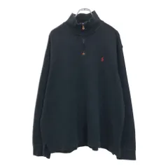 Polo by Ralph Lauren ポロ ラルフローレン ハーフジップ コットンセーター ブラック(メンズ XL)中古 古着 V1541