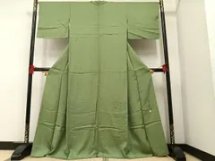 平和屋着物■上質な色無地　作家物　浅緑色　正絹　逸品　未使用　AAAT2840ph