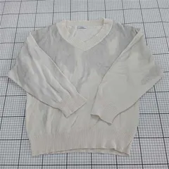 ◇ Θ JEANASIS ジーナシス Vネック 長袖 ニット カットソー サイズF ホワイト系グレー系 レディース E  【1508060002518】