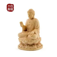 インド　白檀　木彫り　仏教美術　仏像 骨董 木像　木製　仏教　密教　置物 仏教美術 香木 白檀彫刻 阿弥陀如来像 仏像 置物 約504g D R6741