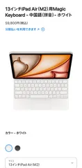 iPad Pro/Air 13/12.9インチ用 マジックキーボード 中国(拼音) Magic Keyboard ホワイト A2480