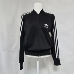 アディダス SUPER GIRL ブラック 起毛 トレーナー ジップアップ ジャージ レディース 90-95 1016