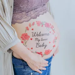 マタニティフォト マタニティフォトシール マタニティシール お腹 ベリーペイント セルフ かわいい おしゃれ プレゼント ハート マーク 写真 シンプル メモリアル 成長記録 フォトブック用 妊婦さん向け おしゃれ 可愛い 送料無料　ZD