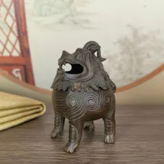 麒麟 香炉 線香 お香 置物 オブジェ 銅製 風水 開運 縁起物 中国 玄関 寝室 方角 金 強力 スピリチュアル  店舗 金運 仕事運 健康運 伝統的 高品質