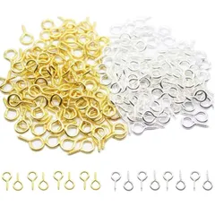 【数量限定】サムコス ネジヒートン uvレジン アクセサリー パーツ 金具 ハンドメイド DIY 用 手芸用品 手作り 4*8mm (ゴールド*約50個+シルバー*約50個)のサムネイル